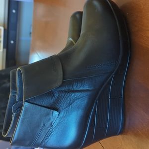 Black abeo bootie with wedge heel.
